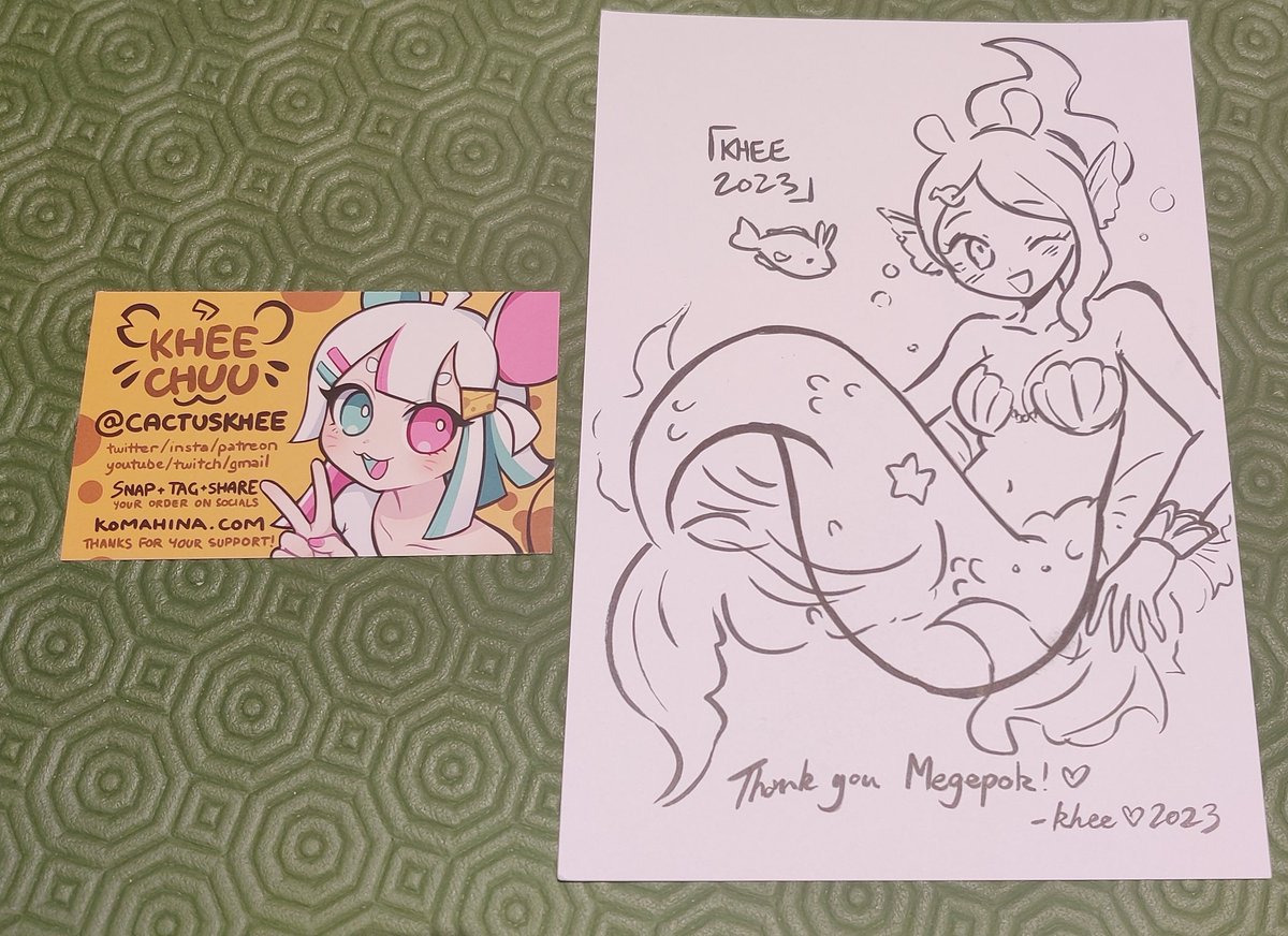 Got the wonderful <a href="/drbunnyzine/">BUNNY Danganronpa Design Zine 🐰</a> with all that good merch made by <a href="/cactuskhee/">khee chuu 🧀🐭 syd animaga C18</a> ! 🐇💖

Thanks for making it and for the Bunny Mermaid Aoi ! 🥰🧜‍♀️