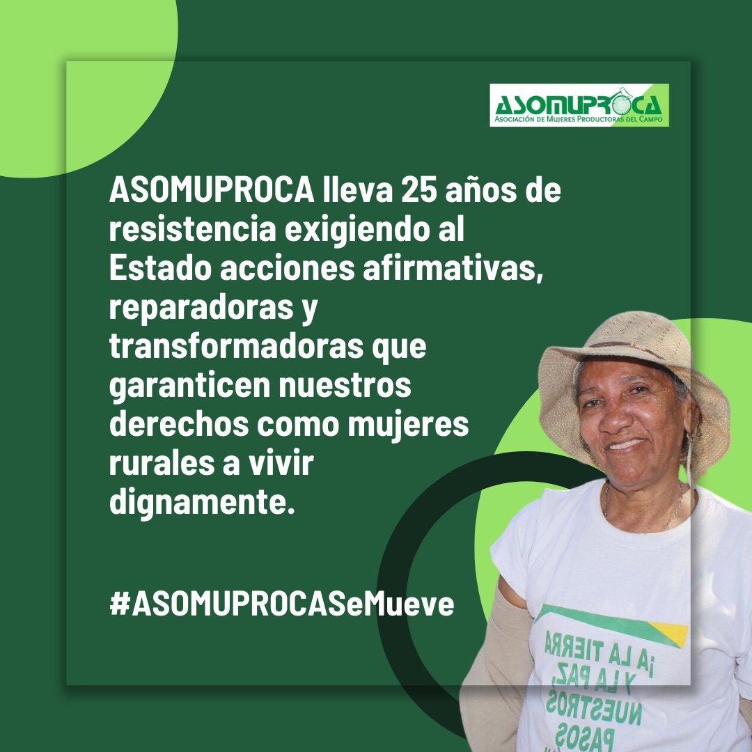 ASOMUPROCA's tweet photo. Las mujeres de la Asociación de Mujeres Productoras del Campo @ASOMUPROCA seguimos en nuestra lucha, hasta lograr nuestro objetivo de una reparación integral.
#AsomuprocaSeMueve #EstadoCumpla https://t.co/3gLbOrYhSL