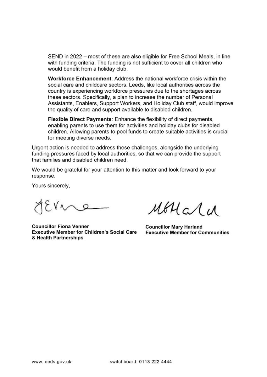 FionaVenner's tweet photo. I've written with @cllr_harland  to Children's Minister @ClaireCoutinho about the desperate need for accessible holiday clubs &amp; activities for children with additional needs &amp; disabilities. Shocking &amp; unfair that only 1 in 10 families were able to secure any provision this summer https://t.co/T9htV8V9wc