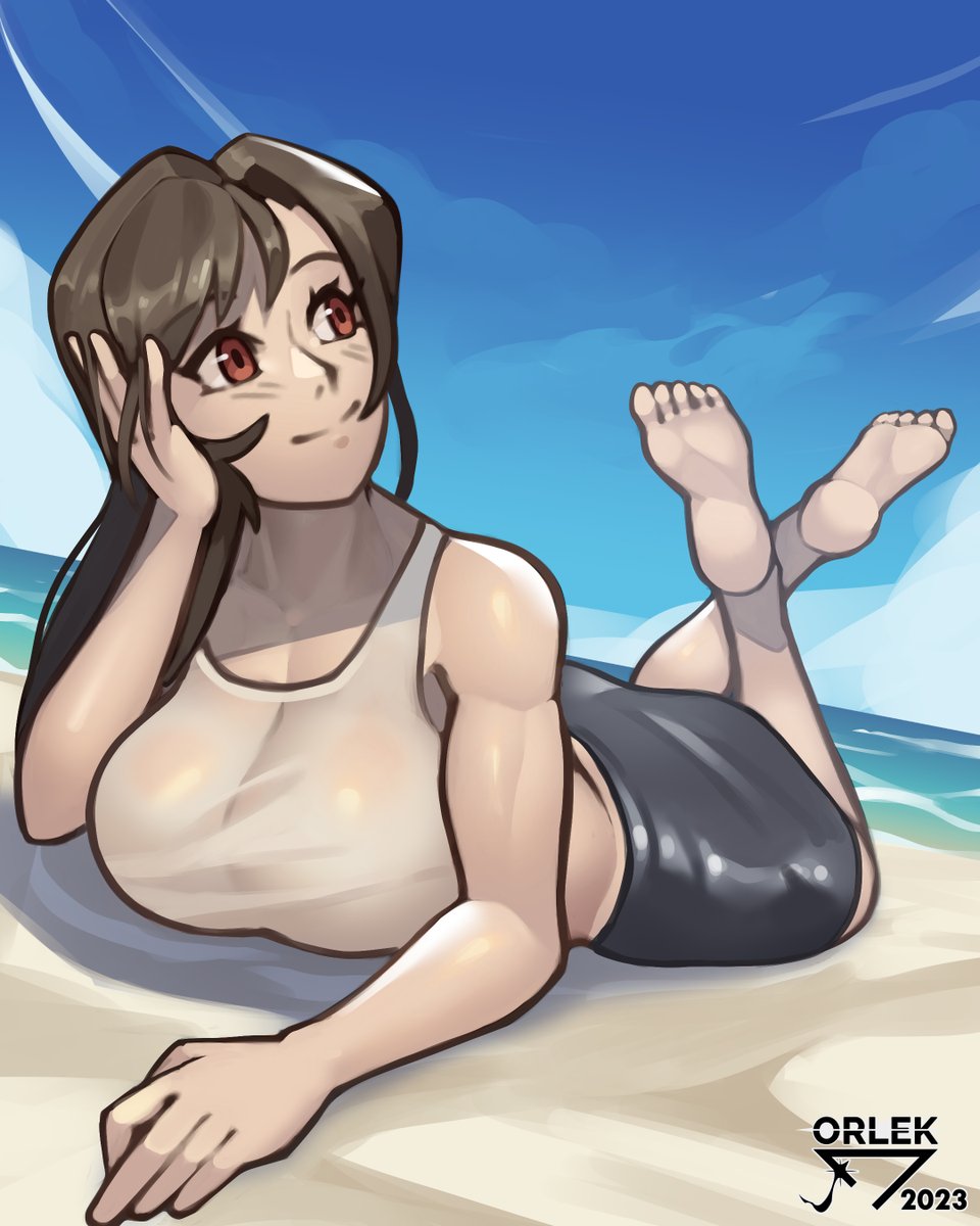 Tifa Lockhart at the beach! Final Fantasy VII. Had to fix something small, sorry 👀