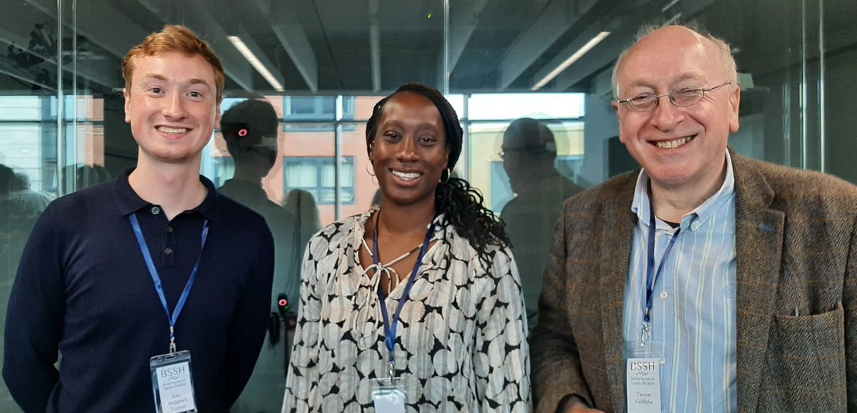Speakers from this afternoon's session on the political impact of sport at <a href="/BritSportHisSoc/">BSSH</a> Conference - Jake Madgwick Lawton, Anita Leslie-Walker &amp; Trevor Griffiths - WWI POW football, black women's experience of football &amp; sport tax in post-war Britain
#BSSH2023