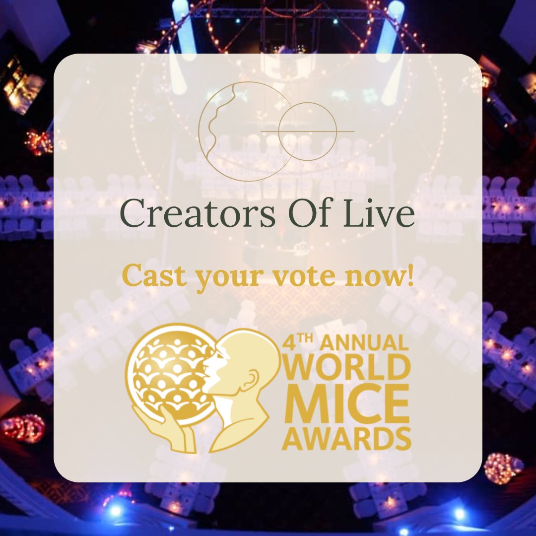 Proud and genuinely honoured. 🤗 

Creators of Live has been nominated as Best MICE Organisor in the subcategory #Netherlands for the 4th Annual #WorldMICEAwards. So proud and thankful!

Would you like to help us go further? Then cast your vote now! 
Link: ow.ly/Jet250PCZMc