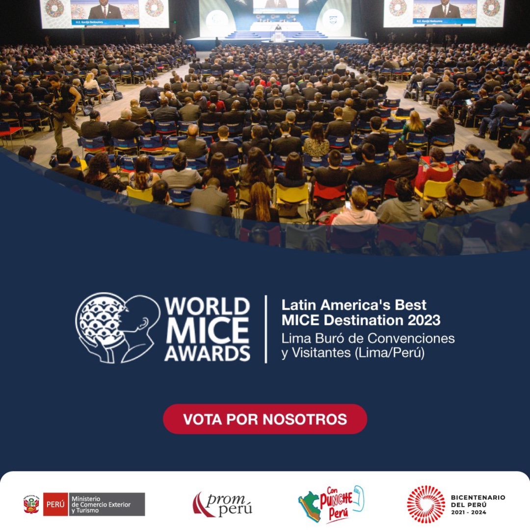 A votar por la capital! 💪
La ciudad de Lima, a través de su Buró de Convenciones, ha sido nominada en la categoría Best MICE Destination de la región Latinoamérica en los World MICE Awards 2023.

#WorldMICEAwards #VisitaPerú 

Puedes votar aquí 👉 ow.ly/bJYA50PCZGw