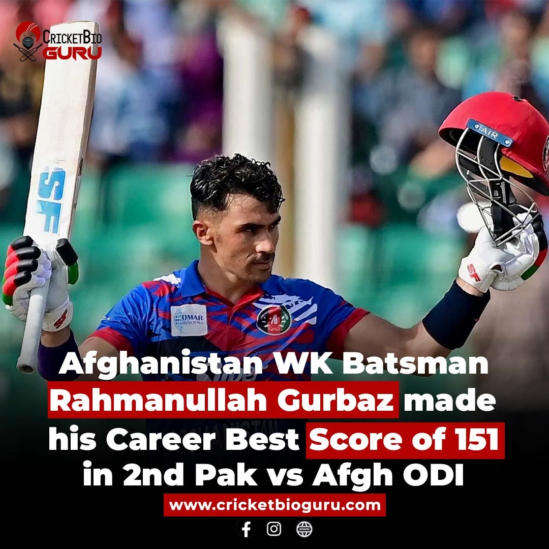 Afghanistan WK Batsman Rahmanullah Gurbaz made his Career Best Score of 151 in 2nd Pak vs Afgh ODI.
For more:bit.ly/3Yqf6le
#cricketbioguru #cricketbio #crickettrendings #cricketguru #cricketblogs #cricketnews #RahmanullahGurbaz #CricketRecord #CareerBest #ODICricket