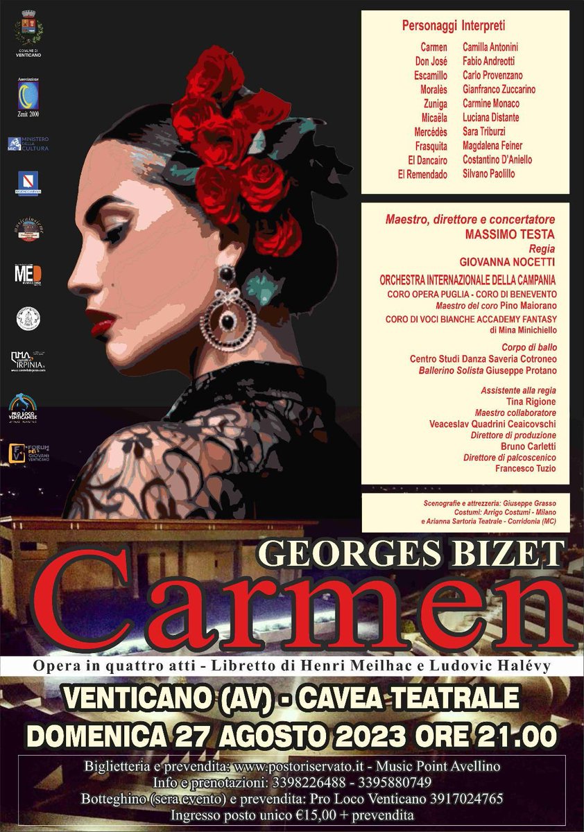 CastelliIrpinia's tweet photo. Vi aspettiamo domenica 27 agosto alle 21.00!
Biglietteria su Posto Riservato https://t.co/QizjhpeYuL
#carmen #bizet @Massimo_Testa @TinaRigione #buonasera #buongiorno https://t.co/2O8OilRMK0