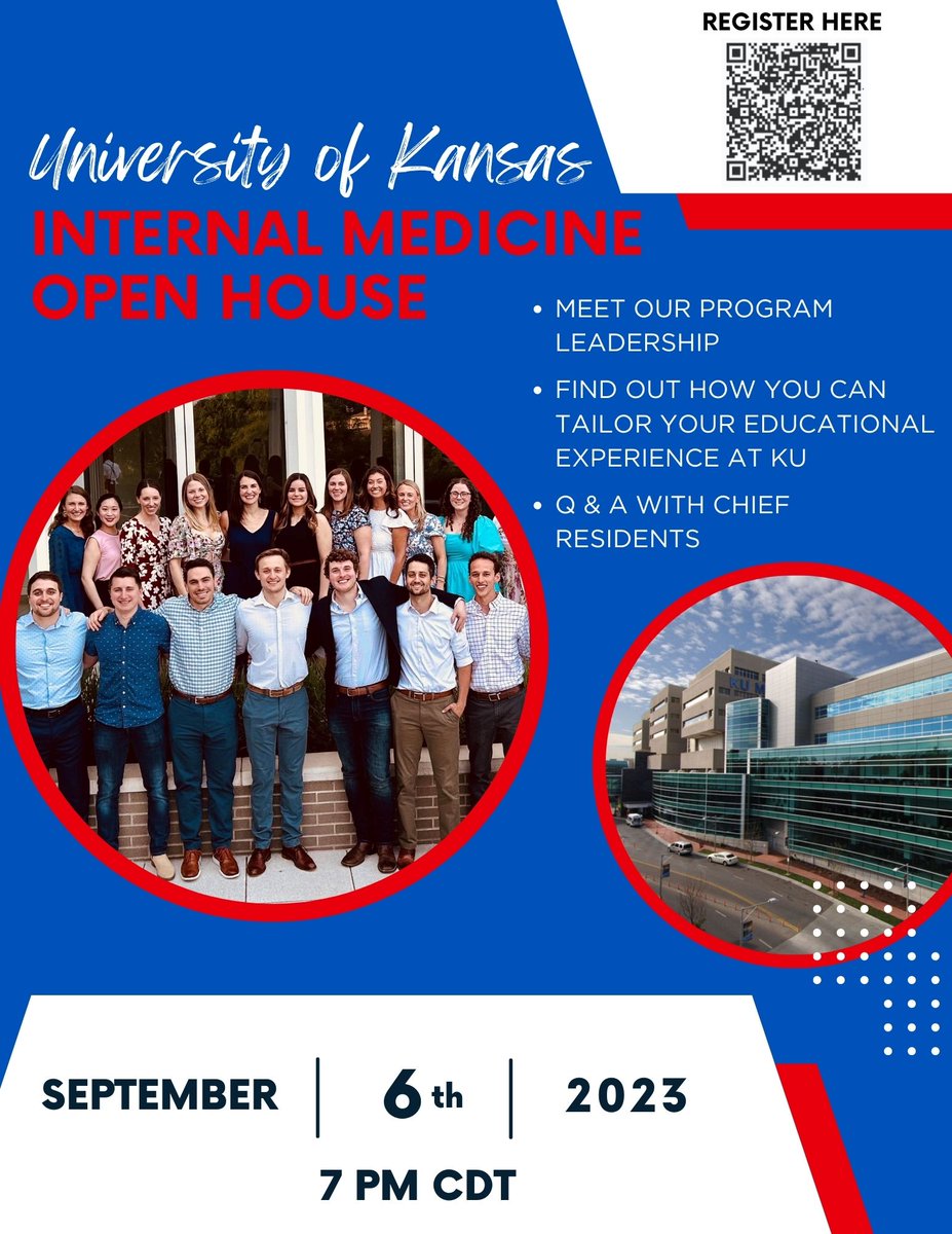 You are invited! Join us for an informal virtual open house on September 6th from 7-8 PM CDT to learn more about our internal medicine residency program! Register with the QR code or at forms.office.com/r/DghjajuEyF to receive the link for the event. We hope to see you there!