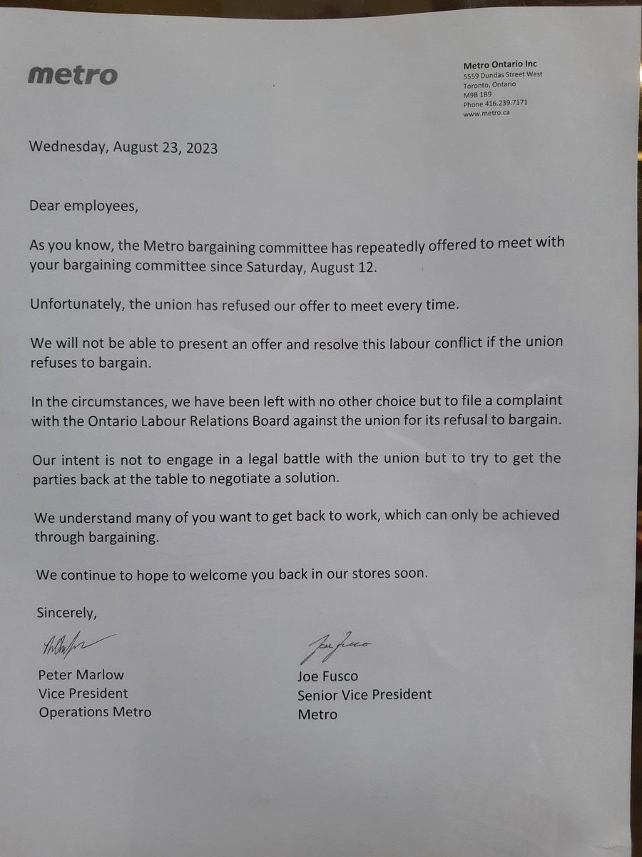 SlyDeadleaf's tweet photo. Don't believe the hype. Our starting point is getting back the Pandemic "Hero Pay" you TOOK AWAY FROM US AFTER TWO MONTHS....

All over 2 measly bucks an hour

#support #metro #metrogrocery #metrogrocerystore #metrogrocerystrike #strike #supportstrike #getyourfoodsomewhereelse https://t.co/97y8kZ81Lu