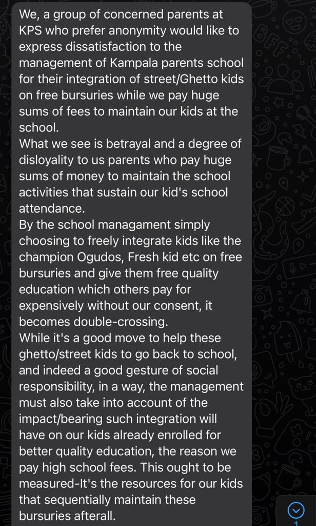 The last time I interacted with someone with a mentality like that of this @kampalaparents parent was in my P4 class. Being rich doesn't mean you have to decide  on each and every school policies. Even the likes of Harvard admit students from third world countries.