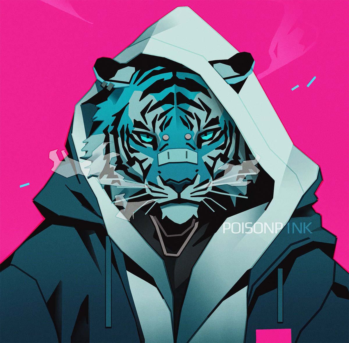 1boy hood male focus solo pink background tiger animal ears  illustration images