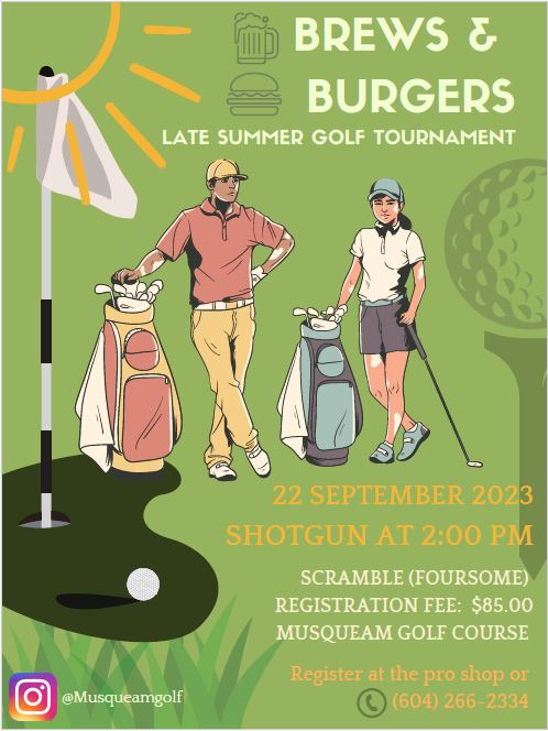 Late Summer Golf Tournament coming September 22nd at 2PM.  #golfvancouver #golfburnaby #golftournament #golf #Golflife #golfing #golfaddict #brewsandburgers #summergolf