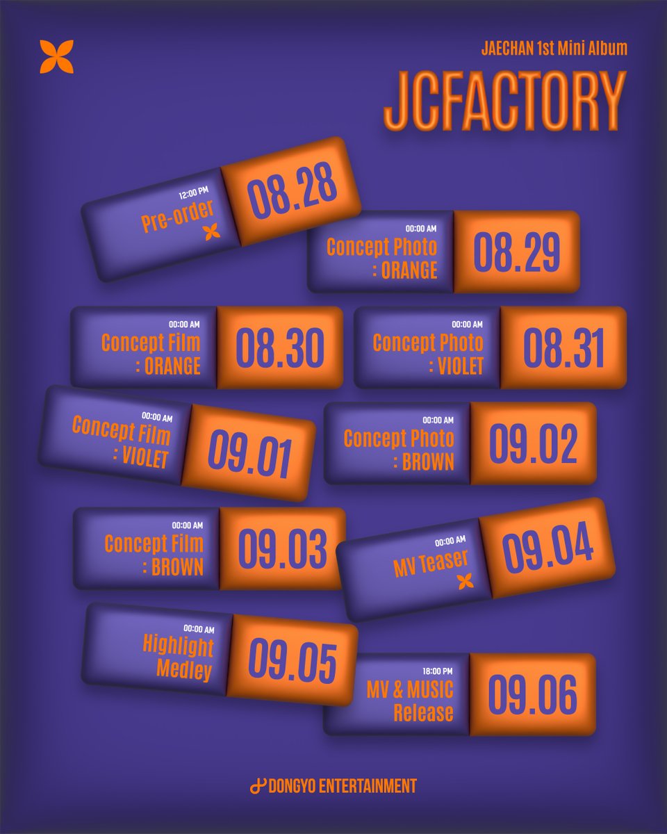 dkz_dy's tweet photo. JAECHAN 1st Mini Album 【JCFACTORY】

🗓 TEASER SCHEDULE

🎶 2023.09.06 18:00 (KST)

#재찬 #JAECHAN
#JCFACTORY https://t.co/S1N2Xk1Grh