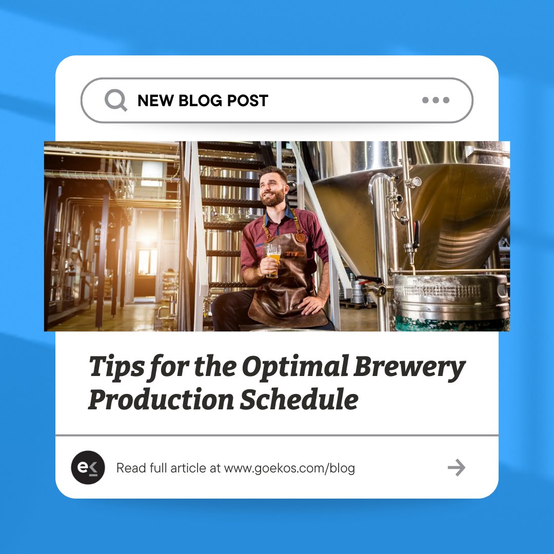 NEW BLOG POST: Check out our website (goekos.com/blog) for the latest posts &amp; to read about 8 tips to get the most efficient production schedule. 🗓️

#goekos #productionplanning #ekosblogpost #newblogpost #breweryblogpost #breweryproduction