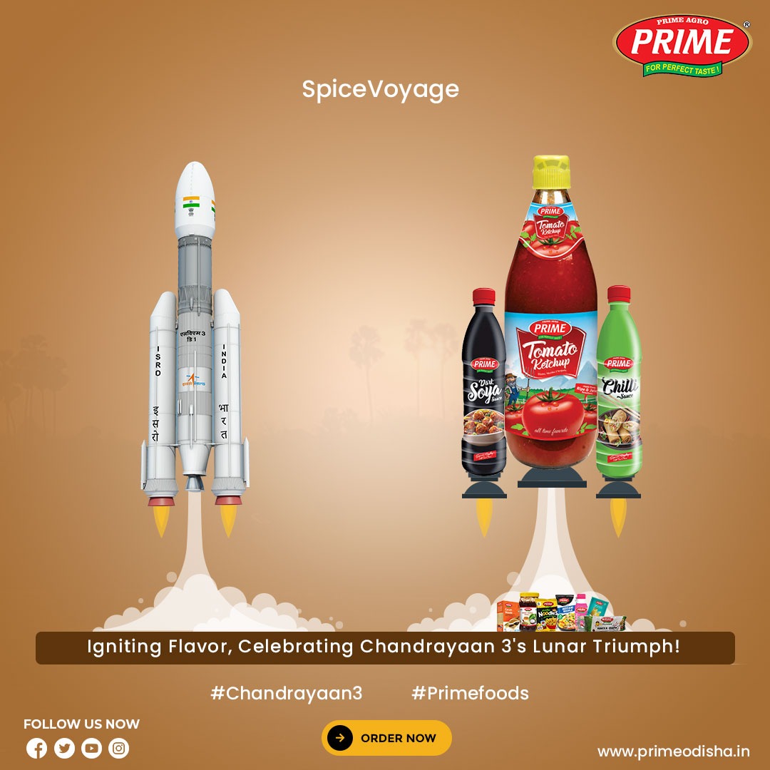 primeagroodisha's tweet photo. Embark on a gastronomic journey with us as we salute ISRO's stellar achievement. Just as Chandrayaan 3 touched the moon, our spices touch your senses with an explosion of taste

#spicevoyage #primemasala #primefoodproducts #primeodisha #primefoods #primeagrofood https://t.co/AG1HDIaYx6