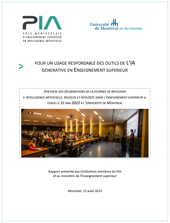 Carrefour_UQAM's tweet photo. Pour un usage responsable des outils de l’#IA générative en enseignement supérieur
Rapport PDF:
https://t.co/VwoJyrbQYO
Synthèse des délibérations de la journée de réflexion «IA, réussite et intégrité dans l’enseignement supérieur», tenue le 31 mai 2023 à l’Université de Montréal https://t.co/dTjvbFEeOy