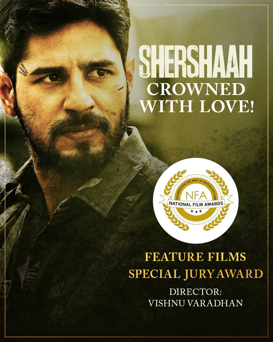 “Apne desh se bada koi dharam nahi hota”🇮🇳 We're honoured as #Shershaah receives the #69thNationalFilmAward for the Special Jury Award in the Feature Films category. Extending our deepest gratitude and respect for the @MIB_India. Thank you to our audiences for the unending…