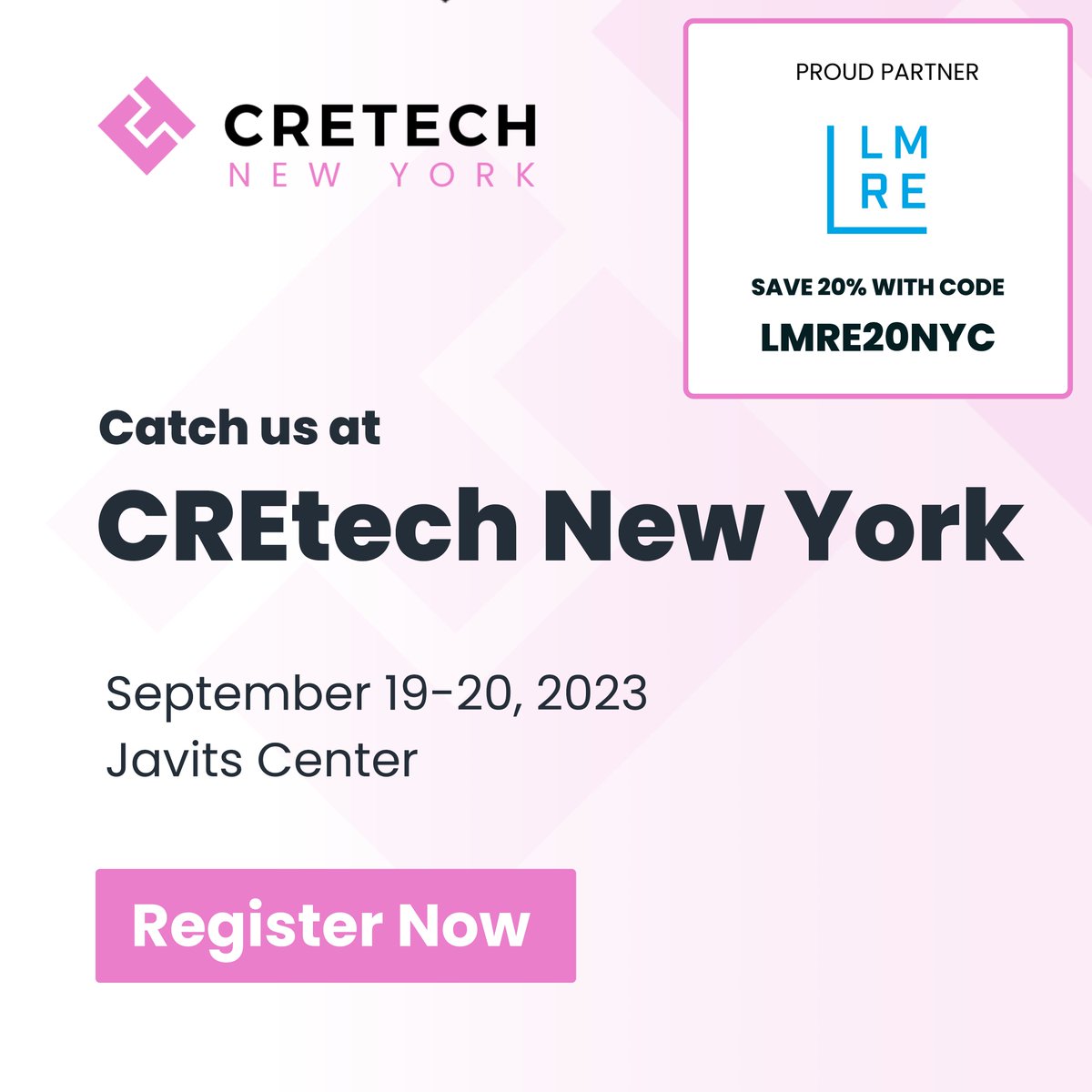 LMREPropTech's tweet photo. Join us at @DiscoverCREtech New York this September 19-20 at the Javits Center
If you have not got tickets yet we have an exclusive code LMRE20NYC for 20% off the ticket price!
👉 https://t.co/NmvJQc5Efd
#CREtechNewYork https://t.co/n7Qh443e7t