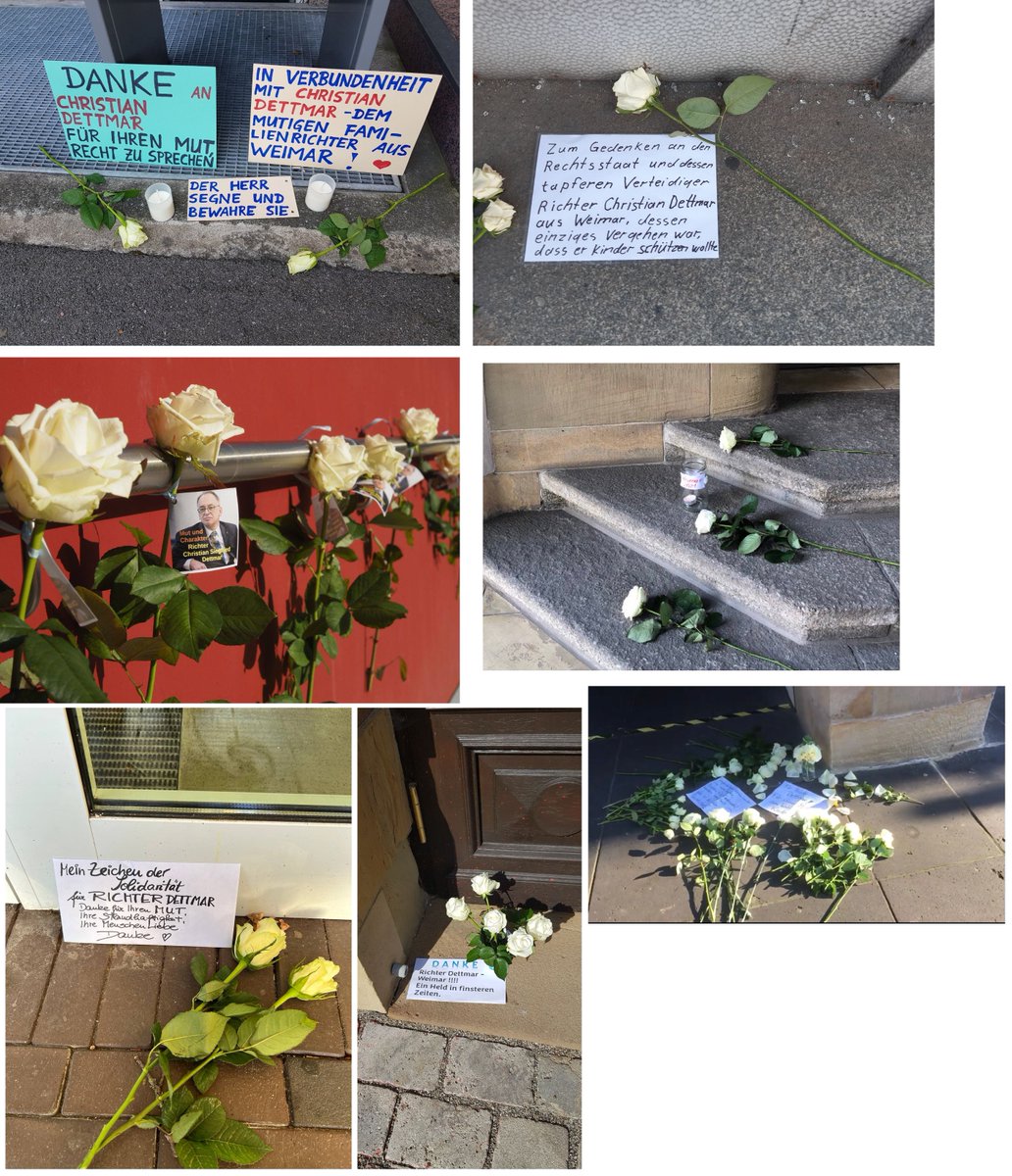 SHomburg's tweet photo. Überall in Deutschland: Rosen und Solidarität für Weimarer Amtsrichter

Er wollte Kinder vor Maskzwang schützen und wurde zu zwei Jahren auf Bewährung sowie Verlust von Amt und Pension verurteilt. 

Neue Details: Laut mündlicher Urteilsbegründung stützt sich die drakonische Strafe nicht auf die Zuständigkeitsfrage, da diese seinerzeit unklar war. Vielmehr nimmt das Gericht an, dass Richter Dettmar in der Maskenfrage befangen war. Im deutschen Recht ist Befangenheit indes nur ein Ablehnungsgrund, kein Straftatbestand.

Richter Dettmar durfte Gutachten, Lehrbücher und WHO-Richtlinien vor 2020 sehr wohl dahingehend würdigen, dass der Schaden von Masken ihren Nutzen überwog. Während der Coronakrise haben Gerichte übrigens zahlreiche Rechtsvorschriften.

Eine Rechtsbeugung, deretwegen Dettmar verurteilt wurde, käme nur in Betracht, wenn er wider besseres Wissen willkürlich entschieden hätte. Der BGH stellt an die Rechtsbeugung derart hohe Anforderungen, dass es hierzu fast keine Verurteilungen gibt. Zitat BGH vom 21.01.2021, 4 StR 83/20:

"[Rechtsbeugung] erfasst deshalb nur Rechtsbrüche, bei denen sich der Richter oder Amtsträger bei der Leitung  oder Entscheidung einer Rechtssache bewusst in schwerwiegender Weise zugunsten oder zum Nachteil einer Partei von Recht und Gesetz entfernt und sein Handeln als Organ des Staates statt an Recht und Gesetz an eigenen Maßstäben ausrichtet. Eine unrichtige Rechtsanwendung oder  Ermessensausübung reicht daher für die Annahme einer Rechtsbeugung selbst dann nicht aus, wenn sich die getroffene Entscheidung als unvertretbar darstellt."

Wer die Cochrane-Studie und Evidenz ignoriert, mag die Entscheidung von Richter Dettmar für falsch halten. Er selbst hielt sie aber gestützt auf wissenschaftliche Quellen für richtig, und allein darauf kommt es an. Folglich muss der BGH das Urteil aufheben und freisprechen.

Seltsamste Stelle der Urteilsbegründung: ""Wenn Sie [von Amts wegen statt auf Antrag eingeschritten wären] – ich  weiß nicht, ob man dann zur Annahme einer Rechtsbeugung gekommen wäre. Aber den Weg sind Sie nicht gegangen." Eine Freiheitsstrafe von zwei Jahren kann wohl kaum vom formalen Verfahrensweg abhängen, den Richter Dettmar eingeschlagen hat!

Herzlichen Dank an @frei_geist_ für die Fotos. Bei diesem Account finden Sie viele weitere Bilder und auch Angaben zu den Fundorten.

Herzlichen Dank auch an LTO für die mündliche Urteilsbegründung: https://t.co/dkiiSmnBlj