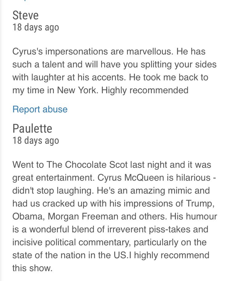 #edfringe reviews… #TheChocolateScot @edfringe