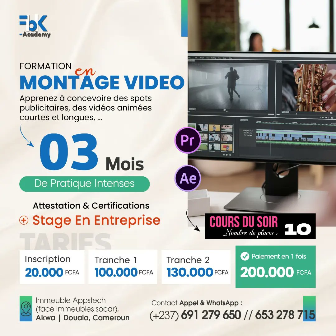 CompanyFbk's tweet photo. Grande Formation professionnelle.
Inscrivez-vous dès maintenant !
Appel &amp; WhatsApp : (+𝟐𝟑𝟕) 𝟔𝟗𝟏 𝟐𝟕𝟗 𝟔𝟓𝟎 / 𝟔𝟓𝟑 𝟐𝟕𝟖 𝟕𝟏𝟓
𝙇𝙤𝙘𝙖𝙡𝙞𝙨𝙖𝙩𝙞𝙤𝙣 : 𝙄𝙢𝙢𝙚𝙪𝙗𝙡𝙚 𝘼𝙥𝙥𝙨𝙩𝙚𝙘𝙝 (𝙛𝙖𝙘𝙚 𝙞𝙢𝙢𝙚𝙪𝙗𝙡𝙚𝙨 𝙨𝙤𝙘𝙖𝙧), 𝘼𝙠𝙬𝙖 𝘿𝙤𝙪𝙖𝙡𝙖 𝘾𝙖𝙢𝙚𝙧𝙤𝙪𝙣 https://t.co/6i8j0mCwMw