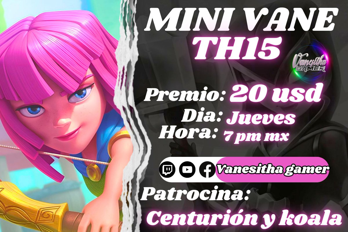 🎉 MINI TORNEO HOY🎉

LOS ESPERO CON UN ☕ 😂
✅Jueves 7 pm mexico! 
✅ Inscripción en directo
🔴QUE NO SE TE OLVIDE SEGIRME 🇨🇱

💙Facebook 
facebook.com/VanesithaDePaz… 
💜Twicht twitch.tv/vanesithagamer
💛Instagram 
instagram.com/vanesithagamer…
🧡Twitter 
x.com/VanesithaGamer…