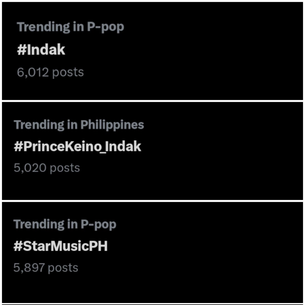 THANK YOU, ROYALS!

Our 3 hashtags made it to the trending topics list with #Indak peaking at no. 12 and #PrinceKeino_Indak and #StarMusicPH both peaking at no. 13! 

We will have another Twitter Party tomorrow to celebrate Indak's release! 

INDAK OUT TOMORROW 08.25.2023!