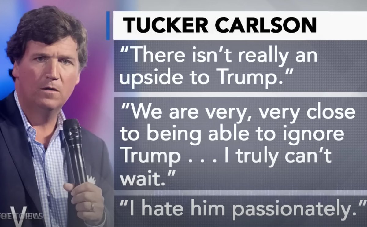 I watched Tucker and Trump this morning. I watched the GOP Debate last night. I have concluded that the problem in American politics is blatant Hypocrisy. 

Remember these texts from Tucker Carlson in 2020?

"I hate him passionately.  I can't handle much more of this.  We are