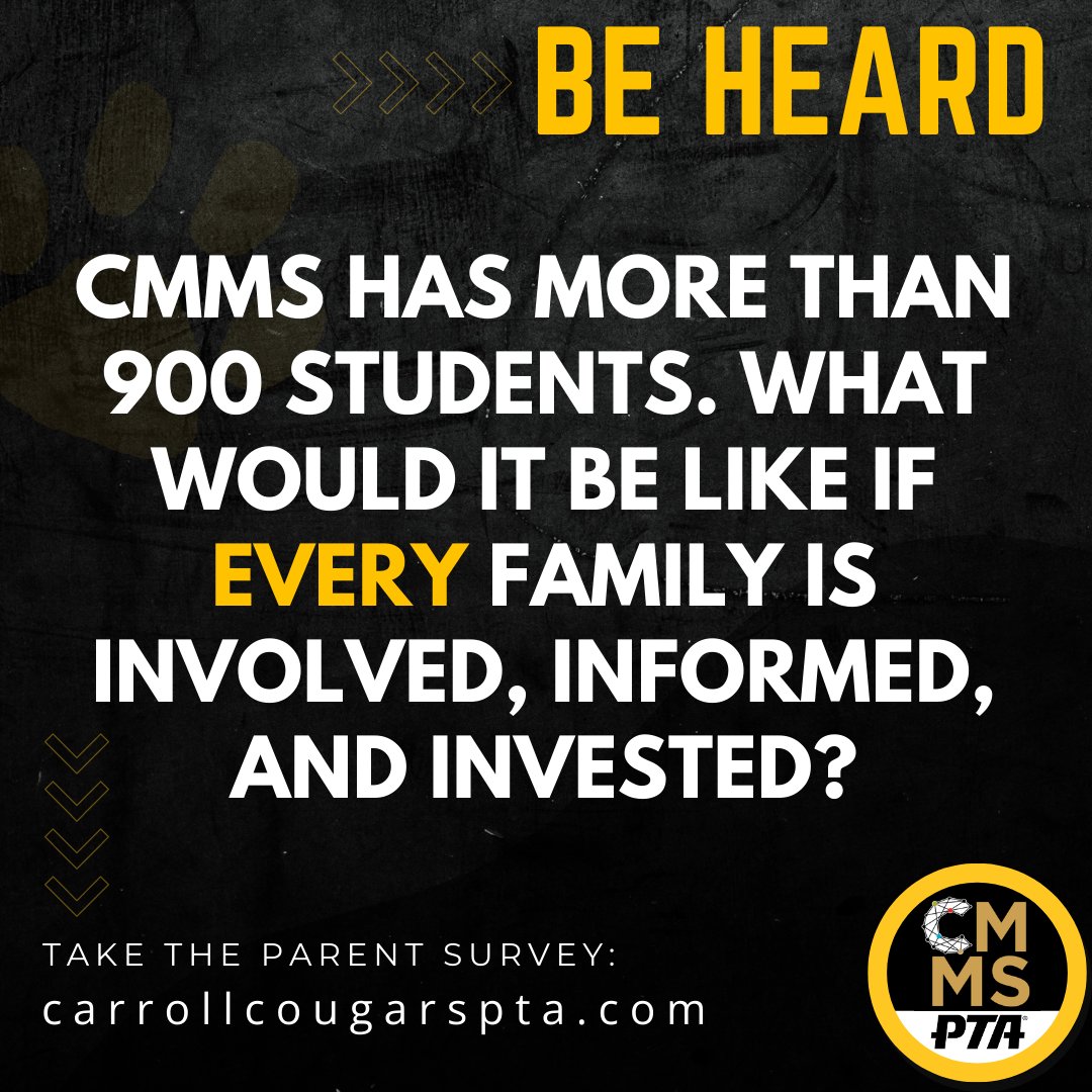 Have you joined the YOUR PTA yet? Your unique perspective and experience make a difference to the whole school community. We want your feedback on how to better involve parents at Carroll! Help us out by taking the parent survey. docs.google.com/.../1FAIpQLSeC…
