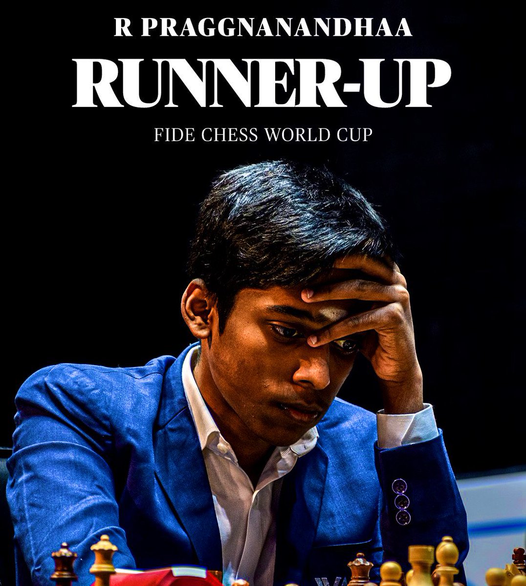 Congrats #Praggnanandhaa !!! Well Played Champ ♟️ 

The 18-year-old Indian prodigy, Praggnanandhaa is the runner-up of the 2023 FIDE World Cup !
#WorldChessChampionship