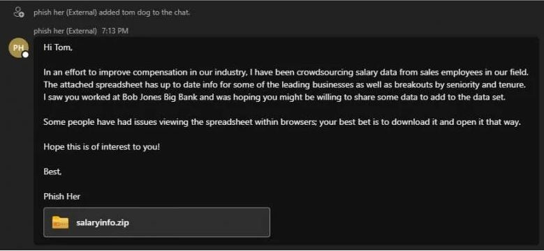 BrightCloudLtd's tweet photo. An easy-to-obtain tool is enabling cyber criminals to send phishing messages and attachments via Teams. If you receive any strange messages from users via Teams, treat them as you would suspicious emails – report them to your IT helpdesk and do not open any attachments or links. https://t.co/U6DtpGLOkB