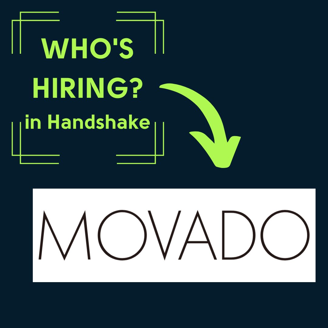 GetHiredSTJSI's tweet photo. Who's Hiring in Handshake? Movado has several internships available. 

Go to the Handshake link in our bio or https://t.co/derlfFXVpD to log in and learn more!

#gethiredstjohns #whoshiringinhandshake #wherewillyouintern https://t.co/u5INiYO2cw