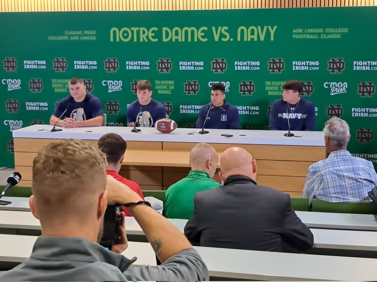 <a href="/Navyfb/">Navy Football</a> press conference in the build up to the <a href="/cfbireland/">Aer Lingus College Football Classic</a> game v <a href="/NDFootball/">Notre Dame Football</a> 

<a href="/IrishBearsShow/">Ciaran 🐻🇮🇪 (Irish Bears Network & Bear Era)</a>
#TouchdownIreland
#MuchMoreThanaGame