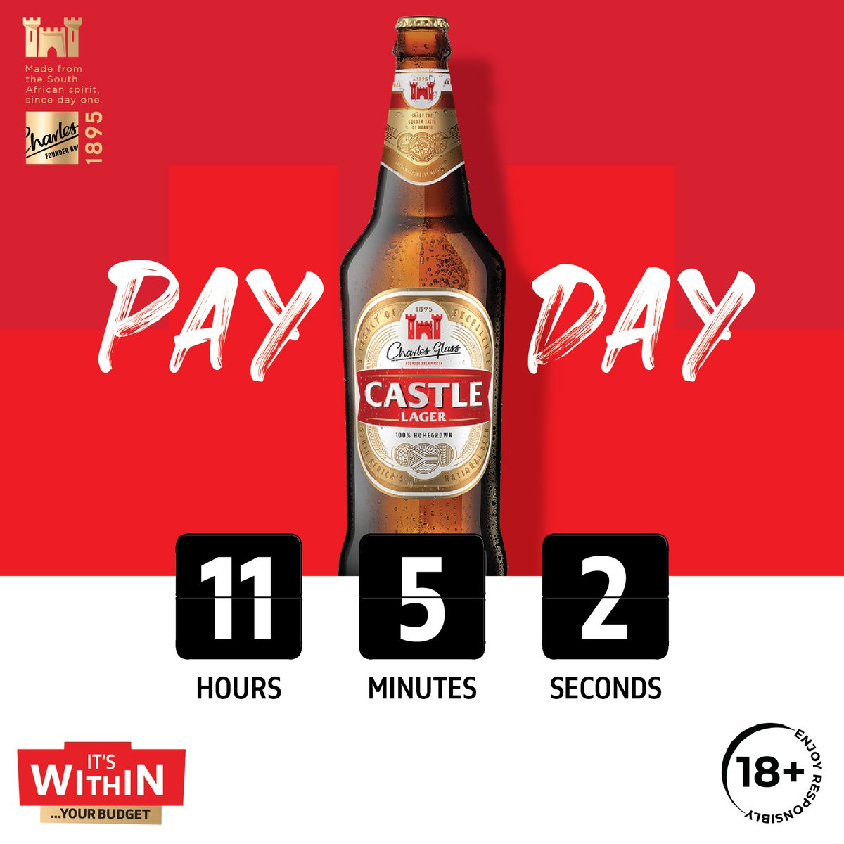 CastleLagerSA's tweet photo. The countdown to payday is almost over, but we must continue to make smart decisions. 😀 Quote with 🍻 using #SmartChoice if you’ll be purchasing a Castle Lager. #ItsWithin your budget. 🫵 https://t.co/LgtGHX8taG