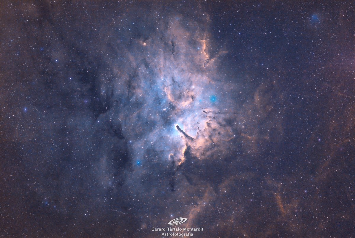 Sh2-86, 9:55h
Realitzada en remot des d'Àger, amb:
-Ts115/800 f7 triplet apo
-Qhy294M
-Filtres banda estreta Optolong S,H,O
-Skywatcher Neq6 pro2 guiada amb fora d'eix i Qhy462c