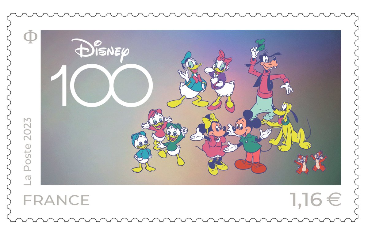 [On en parle] Le 9 octobre 2023, Le @GroupeLaPoste émet un timbre pour le 100e anniversaire de la @WaltDisneyCo #Innovation : l’impression offset du timbre se superposera à l’encre argentée de fond pour créer un effet métal tramé #philatelie #WaltDisneyWorld 💫 #Disney100