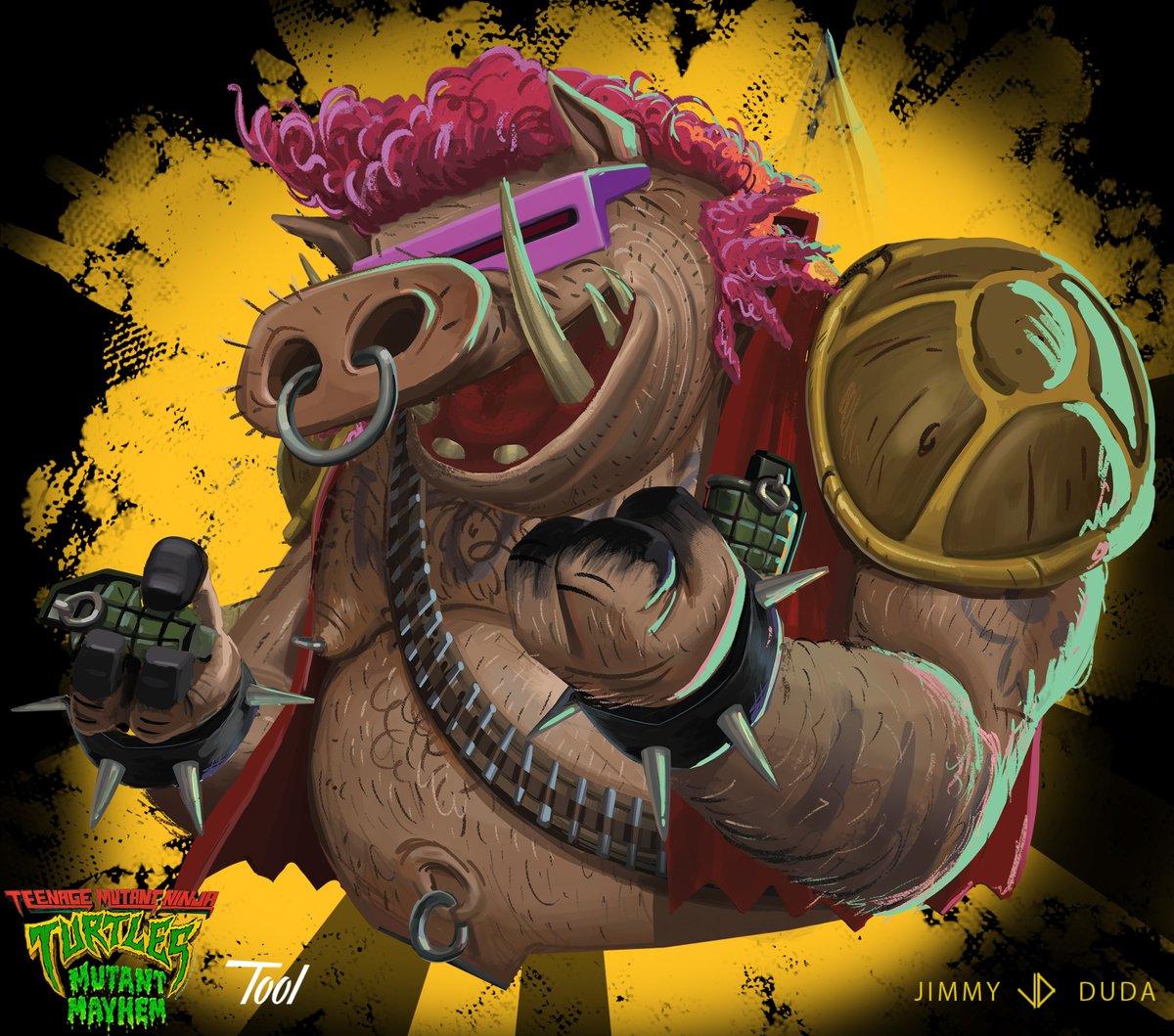 JimmyDuda3's tweet photo. More work I did for the @TMNTMovie  x @pizzahut #AR experience. #characterdesign by Woodrow White, based on a #characterpainting by @SeanSevestre
#visdev #conceptart #MutantMayhem📷 @ToolofNA 
#conceptart #visualdevelopement #illustration #art #tmnt #tmntmovie @Sethrogen https://t.co/I18acW3vcQ