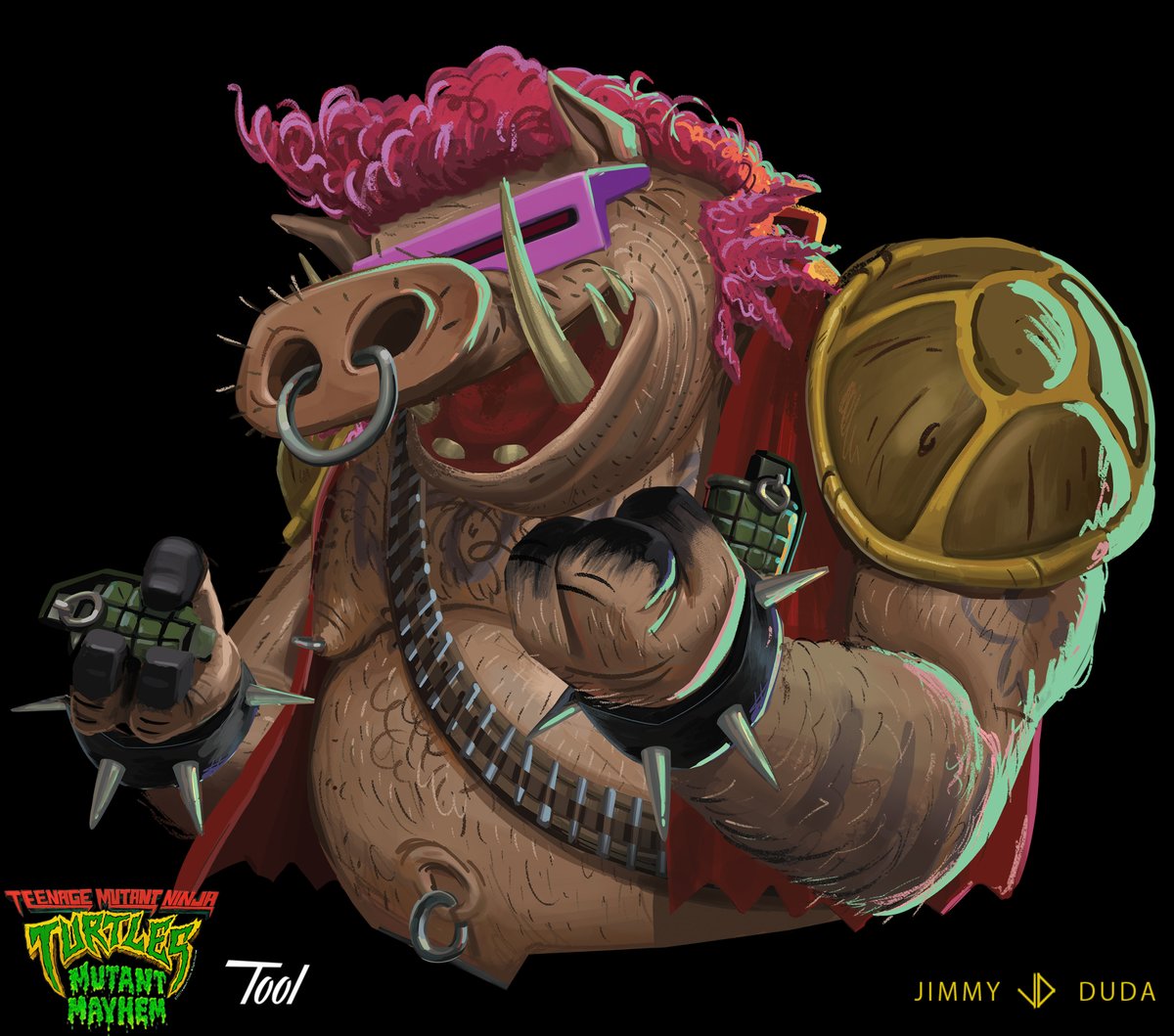 JimmyDuda3's tweet photo. More work I did for the @TMNTMovie  x @pizzahut #AR experience. #characterdesign by Woodrow White, based on a #characterpainting by @SeanSevestre
#visdev #conceptart #MutantMayhem📷 @ToolofNA 
#conceptart #visualdevelopement #illustration #art #tmnt #tmntmovie @Sethrogen https://t.co/I18acW3vcQ
