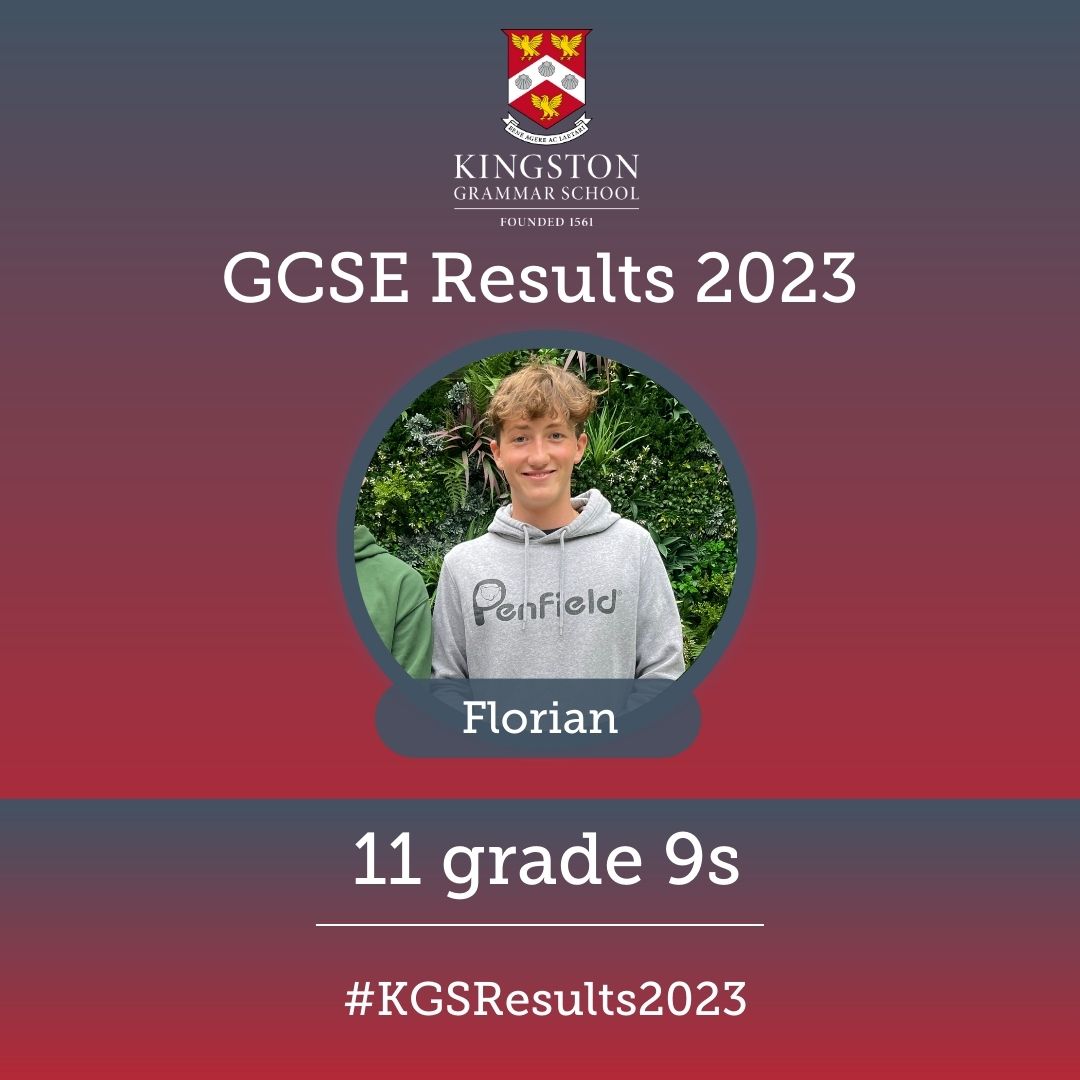 #KGSResults2023 
Huge congratulations to Florian who achieved 11 grade 9s🎉Florian will be studying Further Maths, Biology, Chemistry and German at A Level😊@KGSheadmaster <a href="/KGS_SixthForm/">Sixth Form | Kingston Grammar School</a> #ThisIsKGS