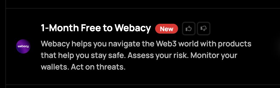 we are live with perks 😏

running back <a href="/mywebacy/">Webacy</a> x <a href="/bankless/"></a> 🎉

are you a Webacy Pro?