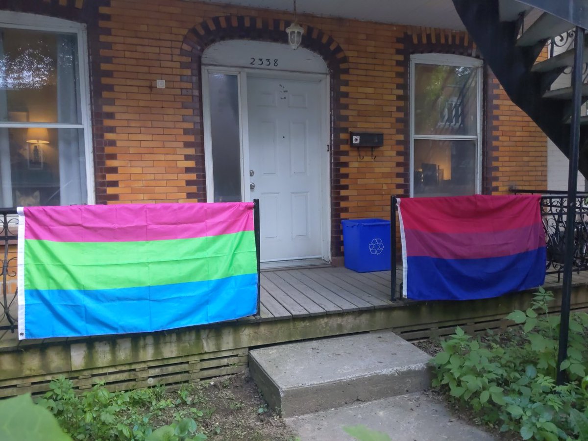 @StillBisexual Also, I had the polysexual and bisexual flags hanging from my ground-floor balcony most of the summer. We live in a queer-friendly area and reaction to the flags has been positive. But the thought the the flags marked our home as a target for violence crossed my mind many times.
