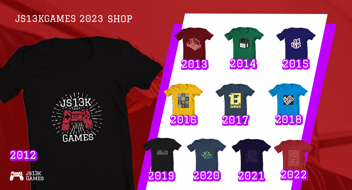 js13kGames's tweet image. We're opening an online shop with all the t-shirt designs from previous editions of the #JS13K competition, so you can finally update your collection accordingly! 🔥
Blog post: medium.com/js13kgames/js1…
Shop at: js13kgames.com/shop
#gamedev #gamedevjs #swag #shop #tshirt