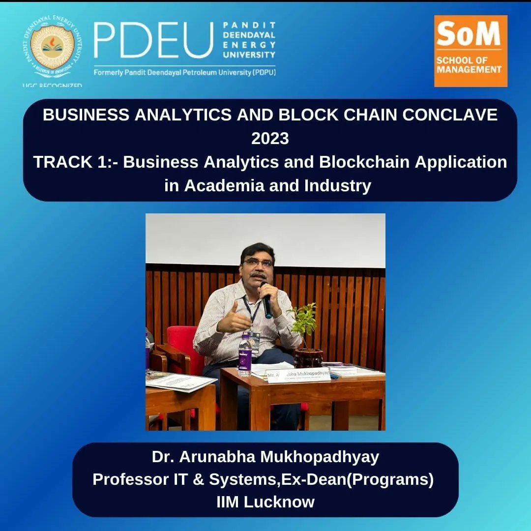 spmpdeu's tweet photo. Track 1- Business Analytics and Blockchain Conclave started with an insightful quote
"Data is the new oil, the new gold of the digital era"

The panellists delved into India's digital prowess and companies integrating analytics and blockchain technology in their operations. https://t.co/XTtVRM038t