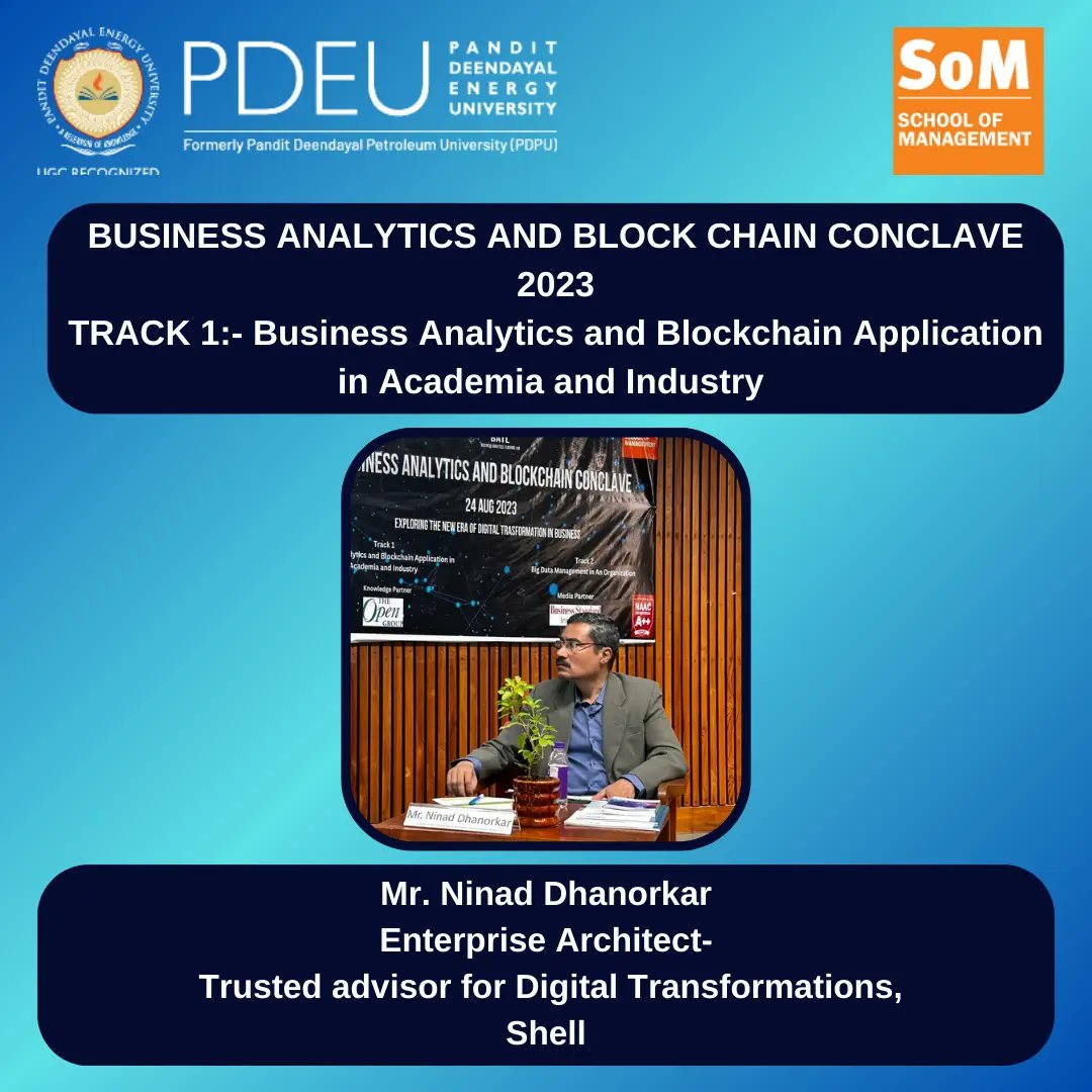 spmpdeu's tweet photo. Track 1- Business Analytics and Blockchain Conclave started with an insightful quote
"Data is the new oil, the new gold of the digital era"

The panellists delved into India's digital prowess and companies integrating analytics and blockchain technology in their operations. https://t.co/XTtVRM038t
