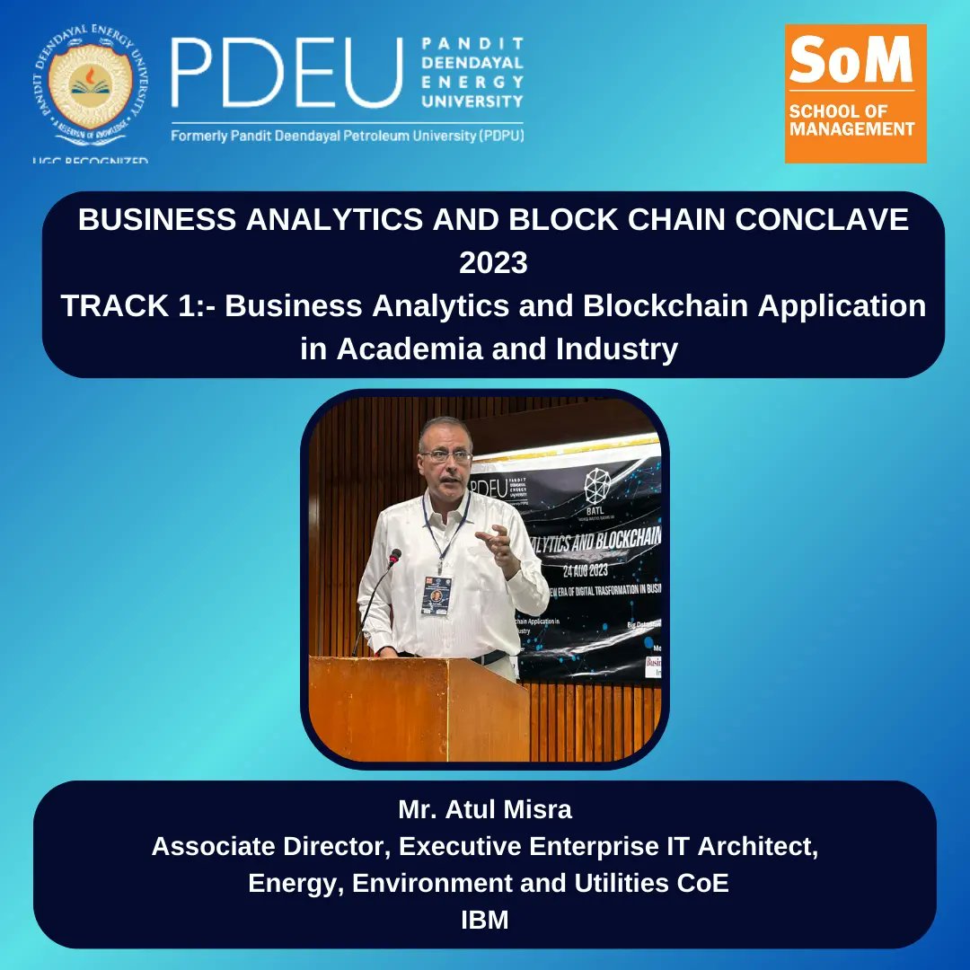 spmpdeu's tweet photo. Track 1- Business Analytics and Blockchain Conclave started with an insightful quote
"Data is the new oil, the new gold of the digital era"

The panellists delved into India's digital prowess and companies integrating analytics and blockchain technology in their operations. https://t.co/XTtVRM038t