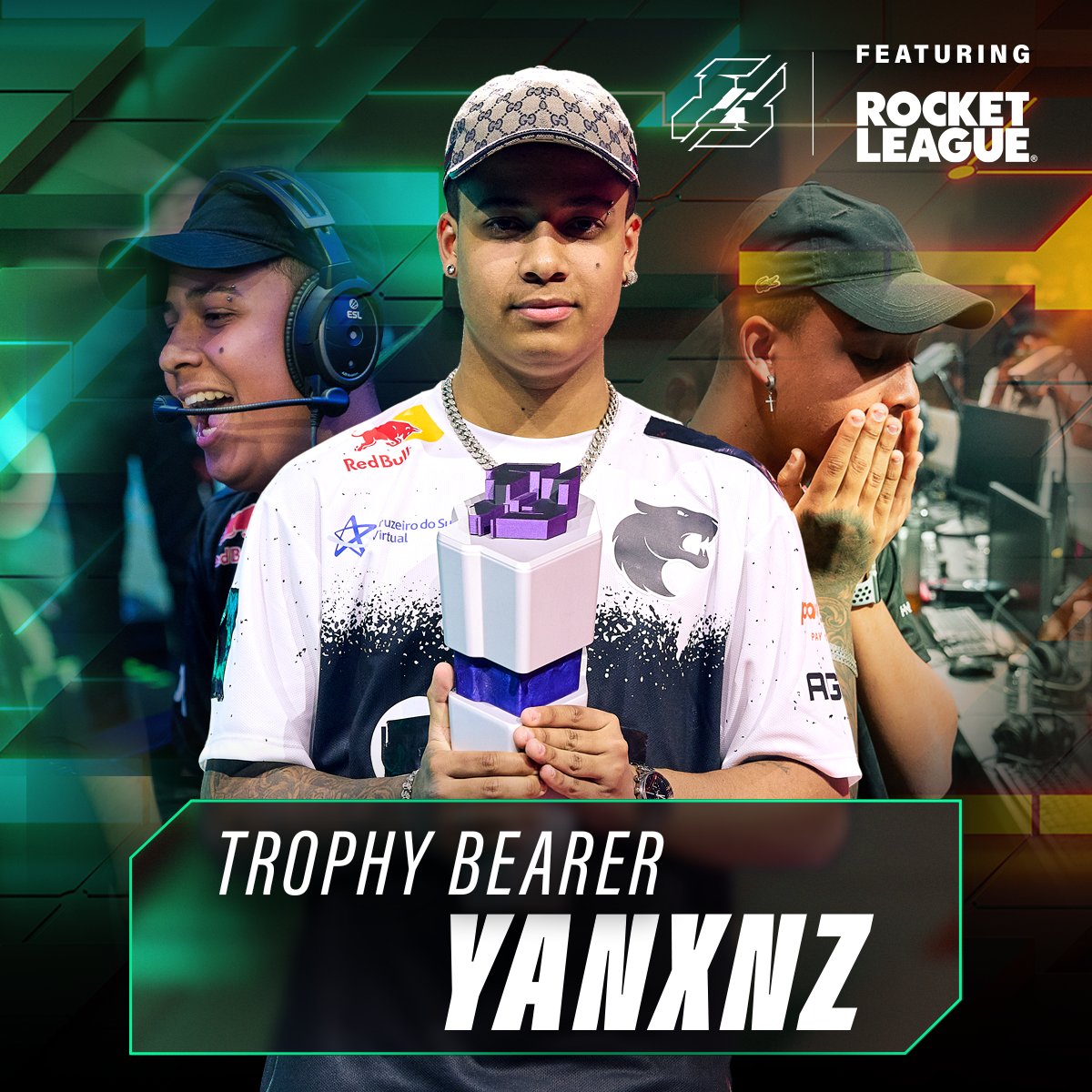 Introducing your #Gamers8 feat. Rocket League 2023 Trophy Bearer, @yanxnz! 🏆

#TheLandOfHeroes #DIADEFURIA