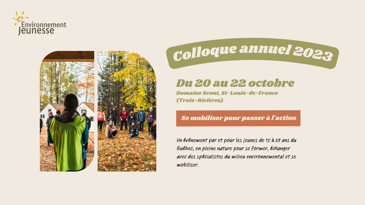 ENvironnement JEUnesse (ENJEU) (@enjeuquebec) on Twitter photo Tu souhaites t'inspirer en discutant avec des personnes aussi passionnées que toi quant aux #enjeux reliés aux #changementsclimatiques ? 🍃Si c'est le cas, le colloque annuel en #environnement d'<a href="/ENJEUquebec/">ENvironnement JEUnesse (ENJEU)</a> n'attend que toi ! 👉 bit.ly/préinscription… Tu souhaites t'inspirer en discutant avec des personnes aussi passionnées que toi quant aux #enjeux reliés aux #changementsclimatiques ? 🍃Si c'est le cas, le colloque annuel en #environnement d'<a href="/ENJEUquebec/">ENvironnement JEUnesse (ENJEU)</a> n'attend que toi ! 👉 bit.ly/préinscription…