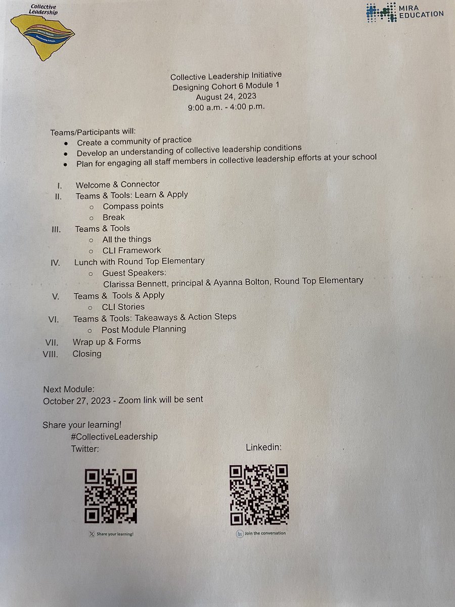 Excited to join <a href="/mid_middle/">Mid-Carolina Middle School</a> staff on the Collective Leadership Initiative journey! Thank you to the SC Department of Education for this opportunity! <a href="/Newberryschools/">School District of Newberry County</a> @AlvinDPressley