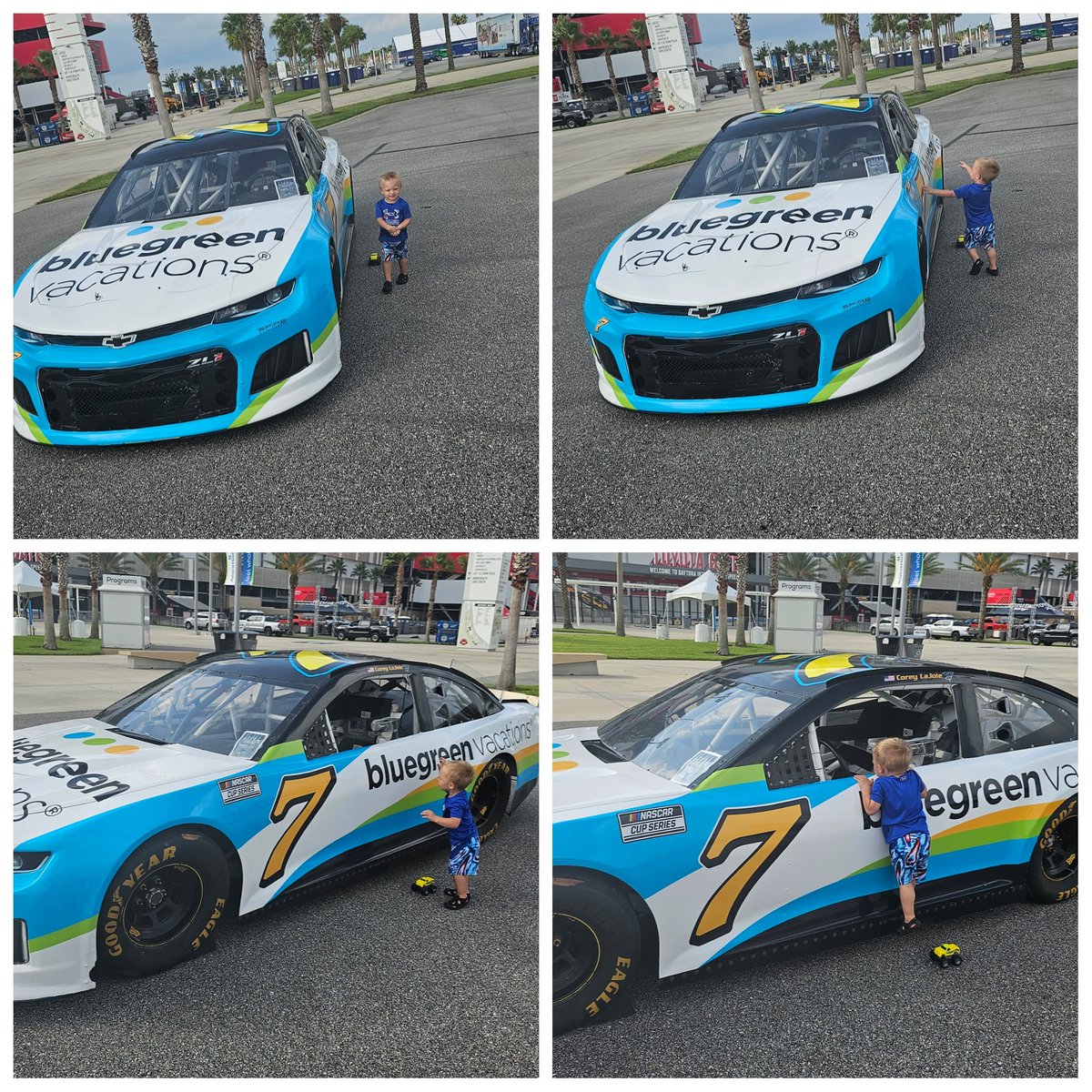 Brandon_Larson's tweet photo. Hey @CoreyLaJoie my son was so excited to see ur car in front of @DAYTONA today. He wants to meet you now. https://t.co/b9mieMSG5H