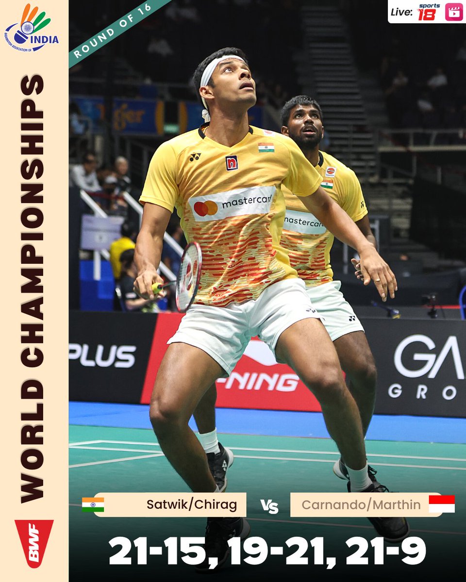 Satwik Chirag enter Quartefinals 💥👏 One step away from securing that historic medal 🙌 📸: @badmintonphoto #BWFWorldChampionships #Copenhagen2023 #IndiaontheRise #BadmintonTwitter #Badminton