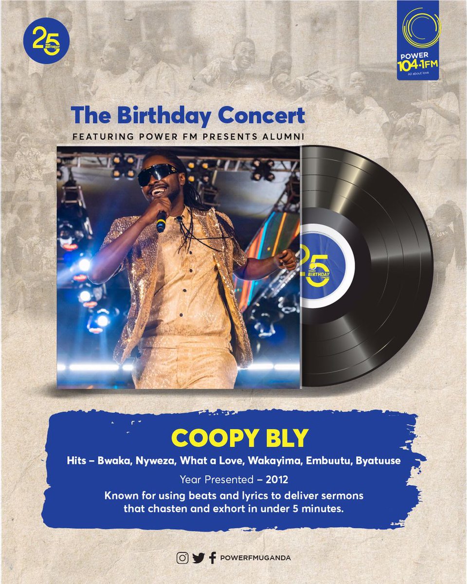 gloswaan's tweet photo. As someone who recently attended and had the BEST time at his #ActionTalk concert, I cannot wait to experience @coopybly again!
Lyrics zonna from whatever year nzimanyi π , just a few days to the parrreeeee π€©
1st September. 5pm. Watoto Church DownTown
#PFMPresents #PFMat25 https://t.co/2HC9R1zP0C