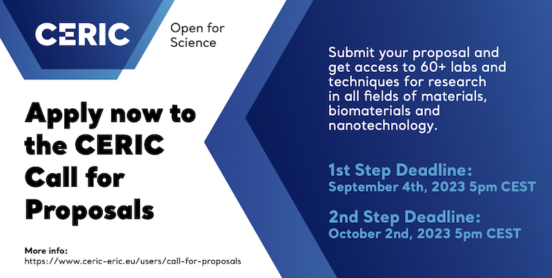 CERICnews's tweet photo. ⏳There is still time to participate to our 19th Calls for Proposals: a single entry point to access to more than 60 instruments and support laboratories for materials, #biomaterials and #nanotechnology studies. 

More infos here: https://t.co/7tnkISIdnY https://t.co/7HfOzTb2PD